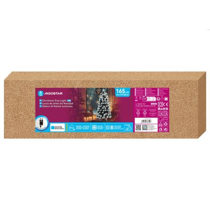 Aigostar - LED vanjsko božićno drvce 165 LED/8 funkcija 1,5 m IP44 hladna bijela