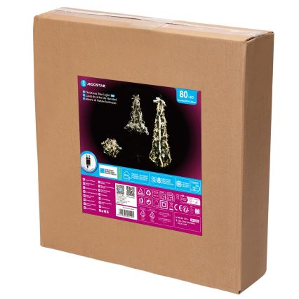 Aigostar - LED vanjsko božićno drvce, 80x LED, 1,2 m, IP44, bijelo/zlatno, hladno bijelo