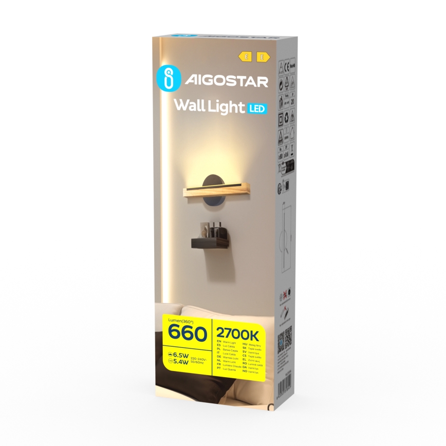 Aigostar - LED Zidna svjetiljka LED/6,5W/230V 2700K