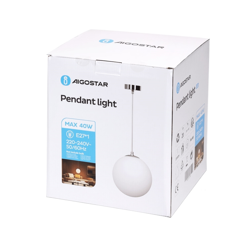 Aigostar - Luster na kabelu 1xE27/40W/230V pr. 20 cm