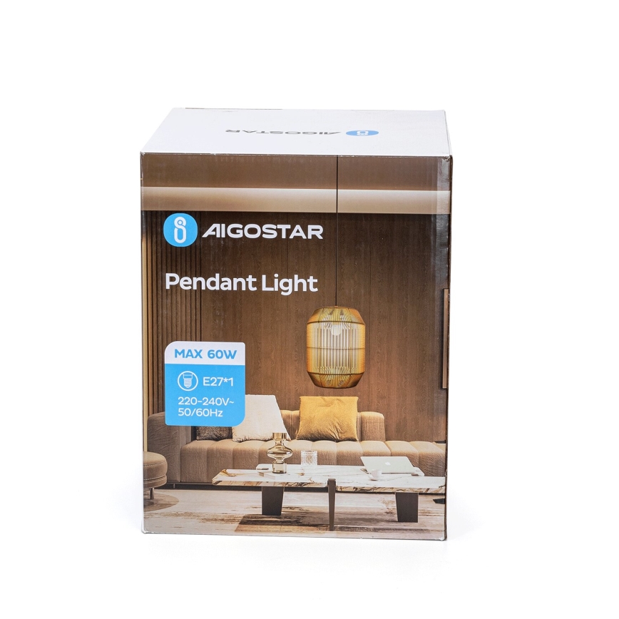 Aigostar - Luster na sajli 1xE27/60W/230V bež