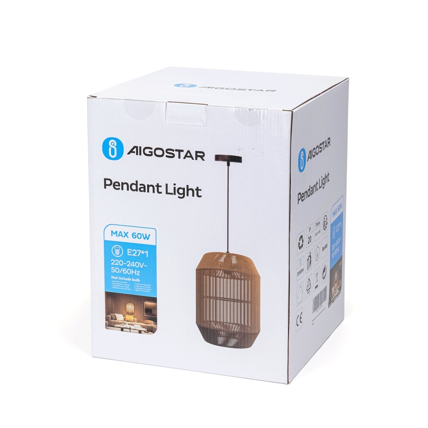 Aigostar - Luster na sajli 1xE27/60W/230V bež