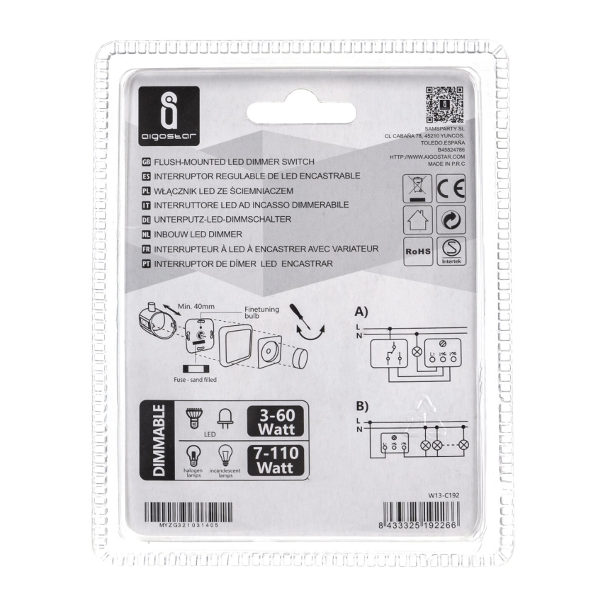 Aigostar - Okretni prigušivač 110W/230V bijela
