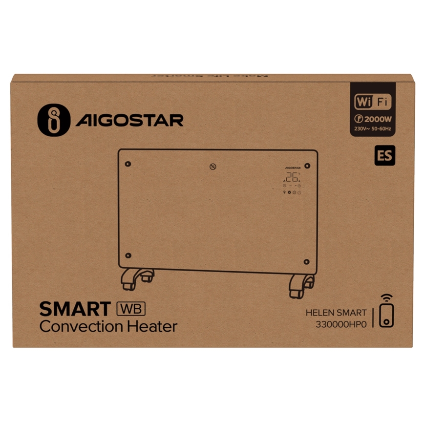 Aigostar - Pametni električni grijač/konvektor s LCD zaslonom ECO/1000/2000W Wi-Fi