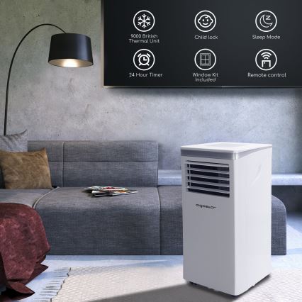 Aigostar - Pametna prenosna klima 3u1 1003 W/230 V 9000 BTU Wi-Fi bijela + daljinski upravljač