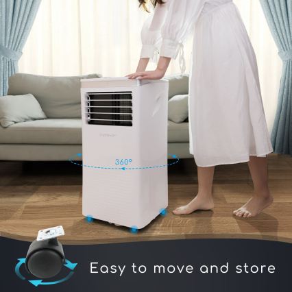 Aigostar - Pametna prenosna klima 3u1 1003 W/230 V 9000 BTU Wi-Fi bijela + daljinski upravljač