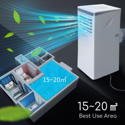 Aigostar - Pametna prenosna klima 3u1 1003 W/230 V 9000 BTU Wi-Fi bijela + daljinski upravljač