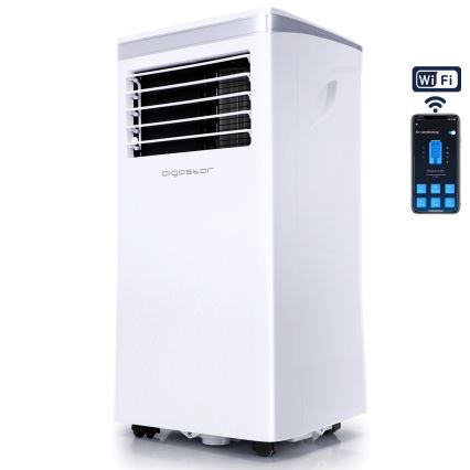 Aigostar - Pametna prenosna klima 3u1 1003 W/230 V 9000 BTU Wi-Fi bijela + daljinski upravljač
