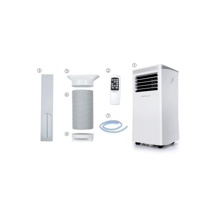 Aigostar - Pametna prenosna klima 3u1 1003 W/230 V 9000 BTU Wi-Fi bijela + daljinski upravljač