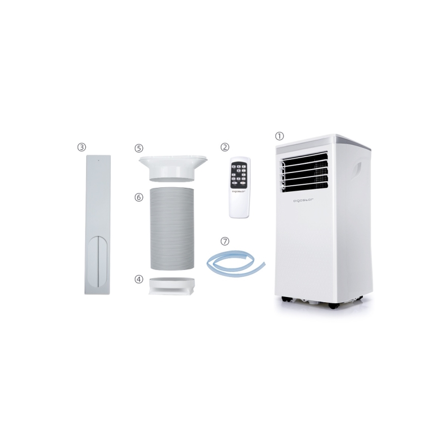 Aigostar - Pametna prenosna klima 3u1 1003 W/230 V 9000 BTU Wi-Fi bijela + daljinski upravljač