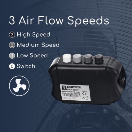 Aigostar - Podni ventilator 100W/230V 51 cm sjajni krom