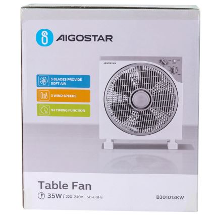 Aigostar - Podni ventilator 35W/230V promjer 30 cm bijela/siva