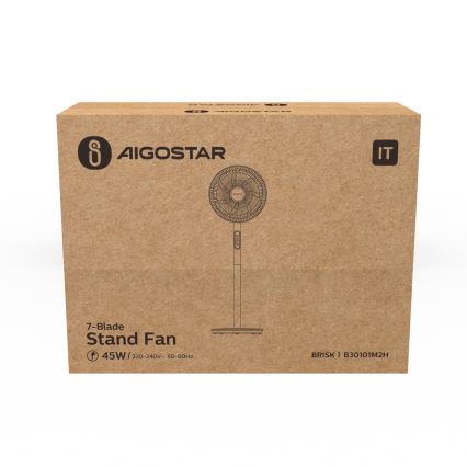 Aigostar - Podni ventilator 45W/230V 110 cm bijela
