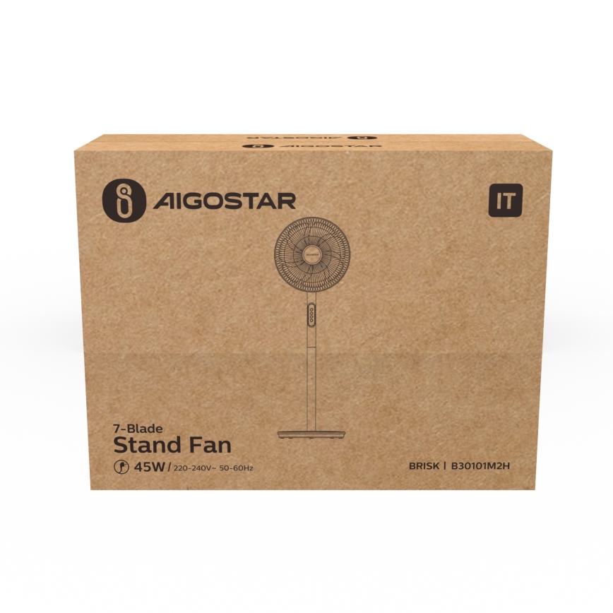 Aigostar - Podni ventilator 45W/230V 110 cm bijela