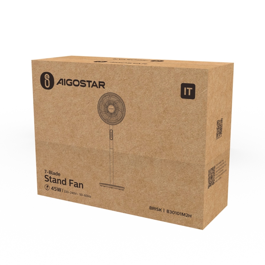 Aigostar - Podni ventilator 45W/230V 110 cm bijela