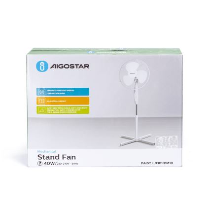 Aigostar - Podni ventilator 45W/230V 125 cm bijela
