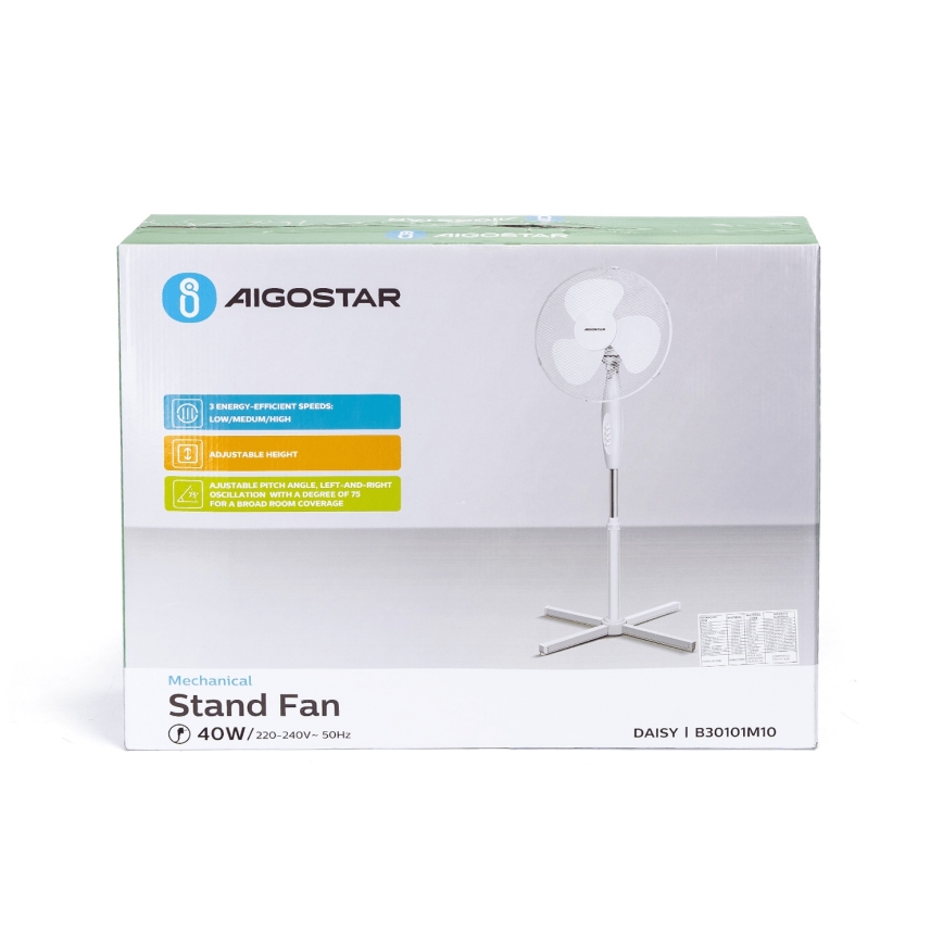 Aigostar - Podni ventilator 45W/230V 125 cm bijela