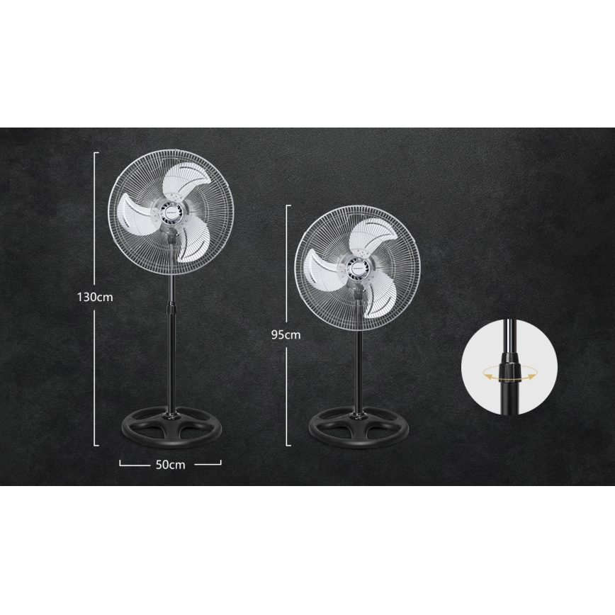 Aigostar - Podni ventilator 50 W/230 V, Ø 50 cm, krom/crna