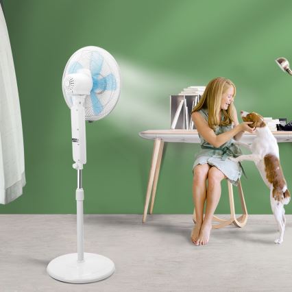 Aigostar - Podni ventilator 50W/230V 43 cm bijela + daljinski upravljač