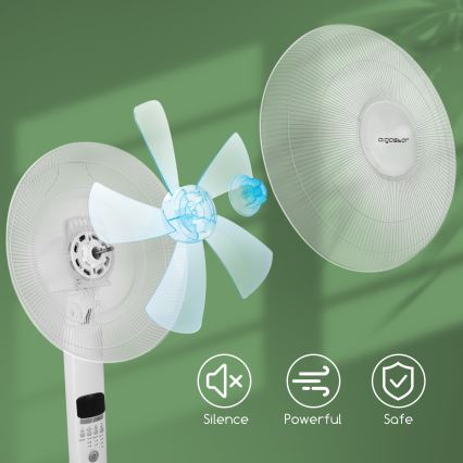 Aigostar - Podni ventilator 50W/230V 43 cm bijela + daljinski upravljač