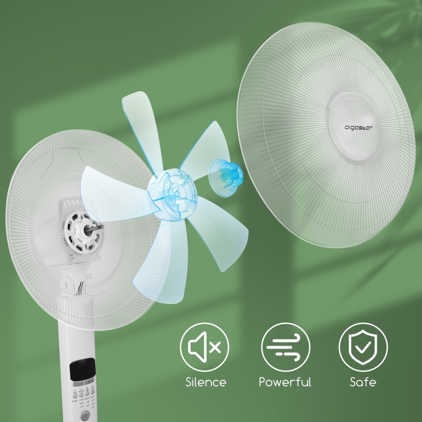 Aigostar - Podni ventilator 50W/230V 43 cm bijela + daljinski upravljač