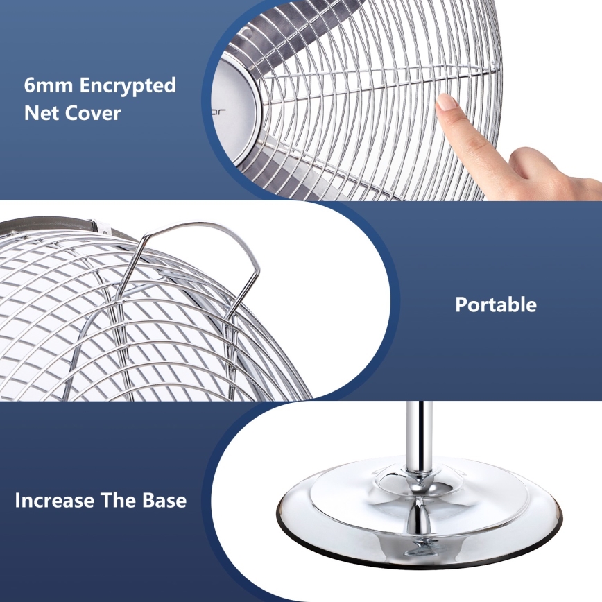 Aigostar - Podni ventilator 50W/230V 44,8 cm sjajni krom
