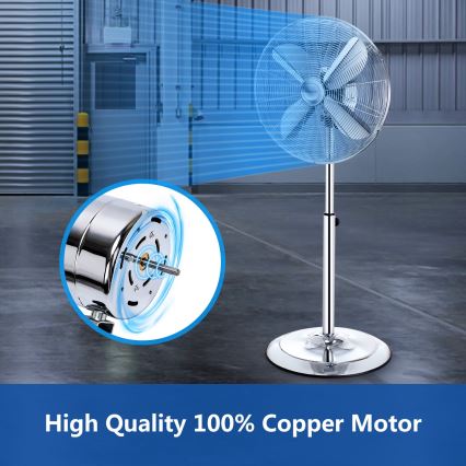 Aigostar - Podni ventilator 50W/230V 44,8 cm sjajni krom