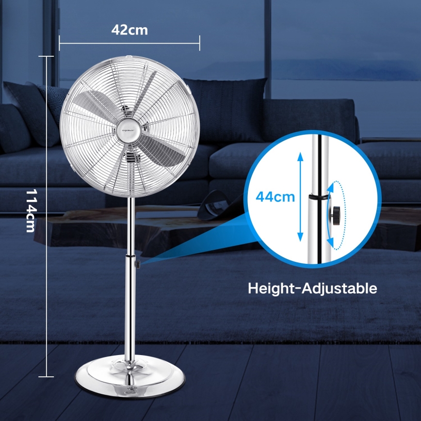 Aigostar - Podni ventilator 50W/230V 44,8 cm sjajni krom