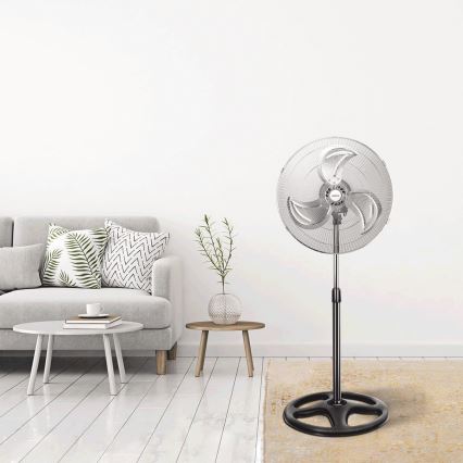 Aigostar - Podni ventilator 55W/230V sjajni krom/crna