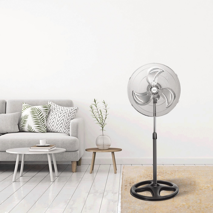 Aigostar - Podni ventilator 55W/230V sjajni krom/crna