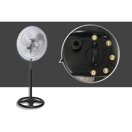 Aigostar - Podni ventilator 55W/230V sjajni krom/crna