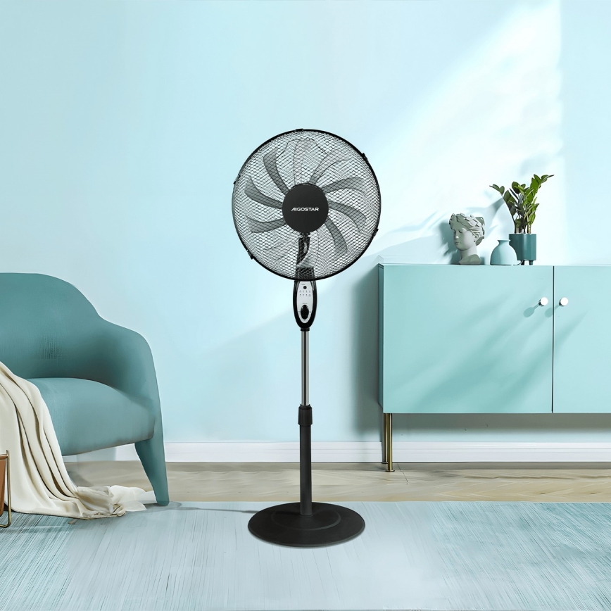 Aigostar - Podni ventilator 60W/230V crna + daljinski upravljač