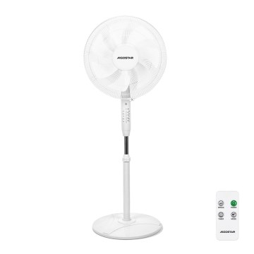 Aigostar - Podni ventilator 60W/230V promjer 42 cm bijeli + daljinski upravljač