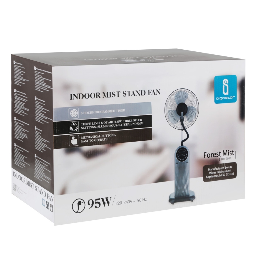 Aigostar - Podni ventilator s efektom magle MIST 95W/230V + daljinski upravljač