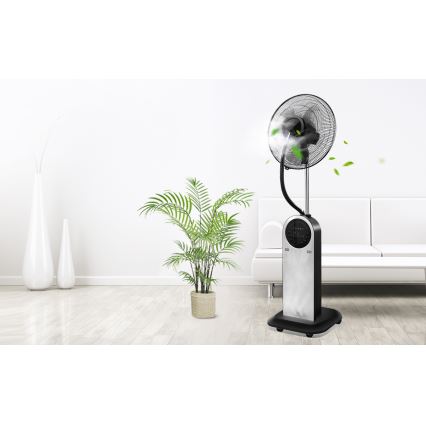 Aigostar - Podni ventilator s efektom maglice 95W/230V crna/siva + daljinski upravljač