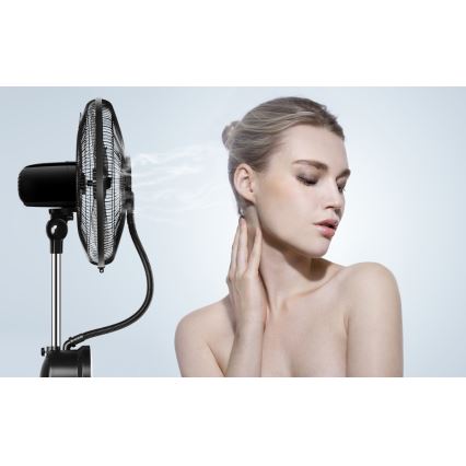 Aigostar - Podni ventilator s efektom maglice 95W/230V crna/siva + daljinski upravljač