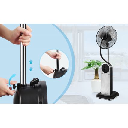 Aigostar - Podni ventilator s efektom maglice 95W/230V crna/siva + daljinski upravljač
