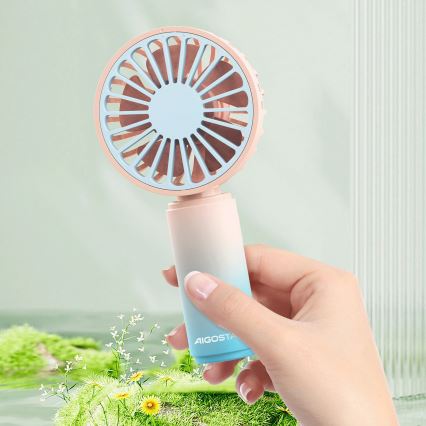 Aigostar - Prijenosni punjivi ventilator 3W/5V 500mAh USB ružičasta/plava