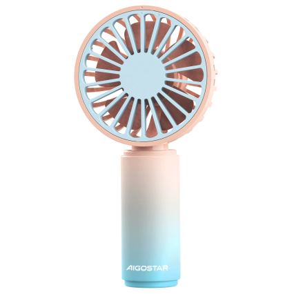 Aigostar - Prijenosni punjivi ventilator 3W/5V 500mAh USB ružičasta/plava