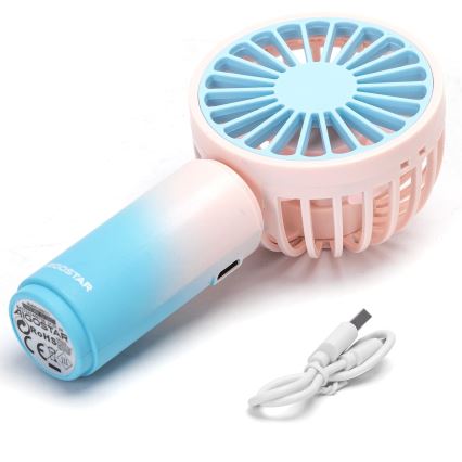 Aigostar - Prijenosni punjivi ventilator 3W/5V 500mAh USB ružičasta/plava
