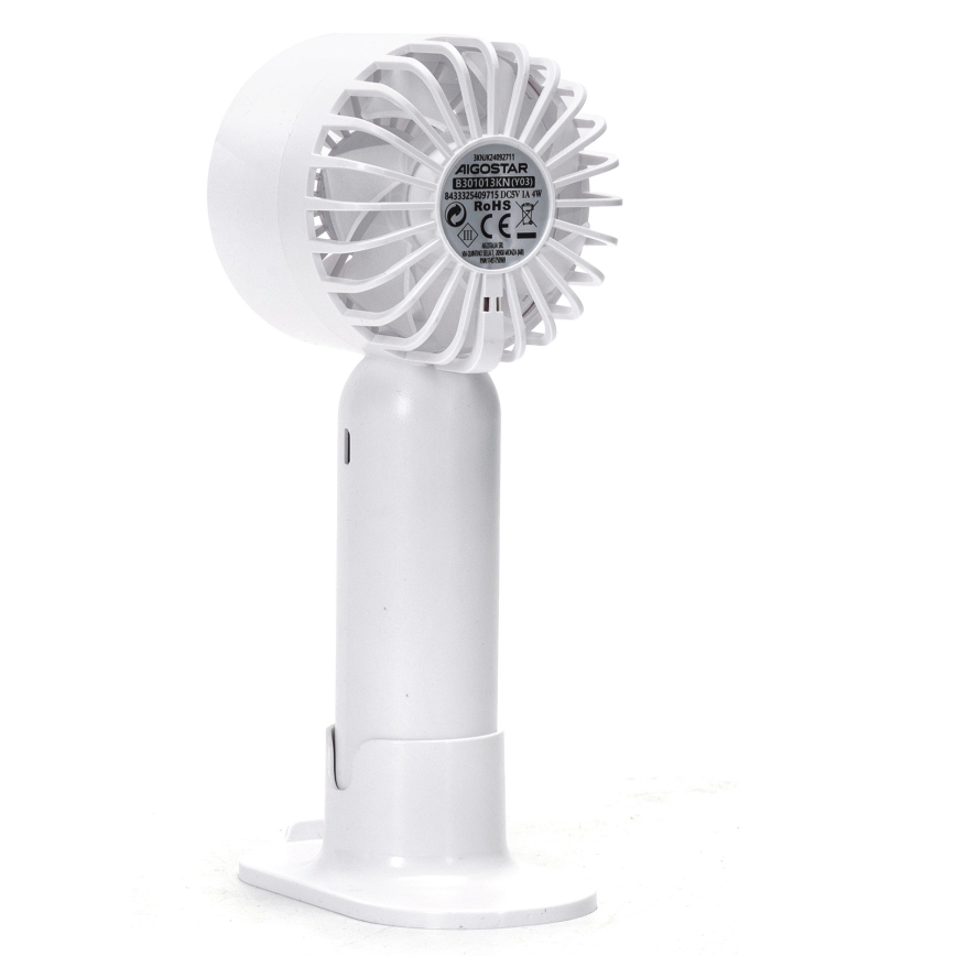 Aigostar - Prijenosni punjivi ventilator 4W/5V 500mAh USB bijeli