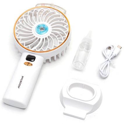 Aigostar - Prijenosni punjivi ventilator 5W/5V 2400mAh USB bijeli