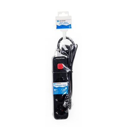Aigostar - Produžni kabel s prekidačem 3 utičnice Tip F 1,5m SCHUKO crna