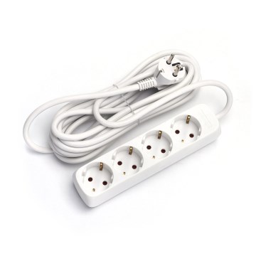 Aigostar - Produžni kabel 4 utičnice Tip F 1,5m bijeli SCHUKO