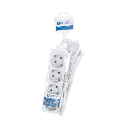 Aigostar - Produžni kabel 4 utičnice Tip F 1,5m bijeli SCHUKO