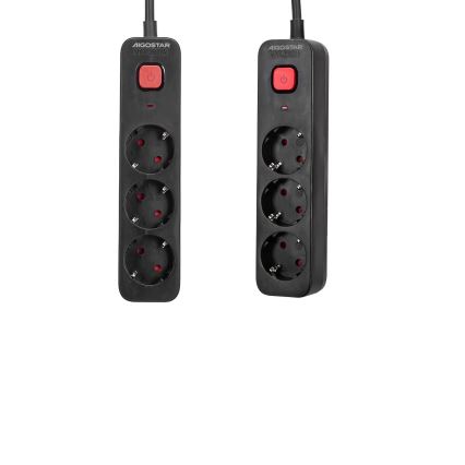 Aigostar - Produžni kabel s prekidačem 3U Tip F 1,5m crna
