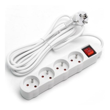 Aigostar - Produžni kabel s prekidačem 4U 3m bijela
