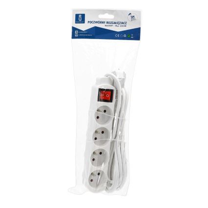 Aigostar - Produžni kabel s prekidačem 4U 3m bijela