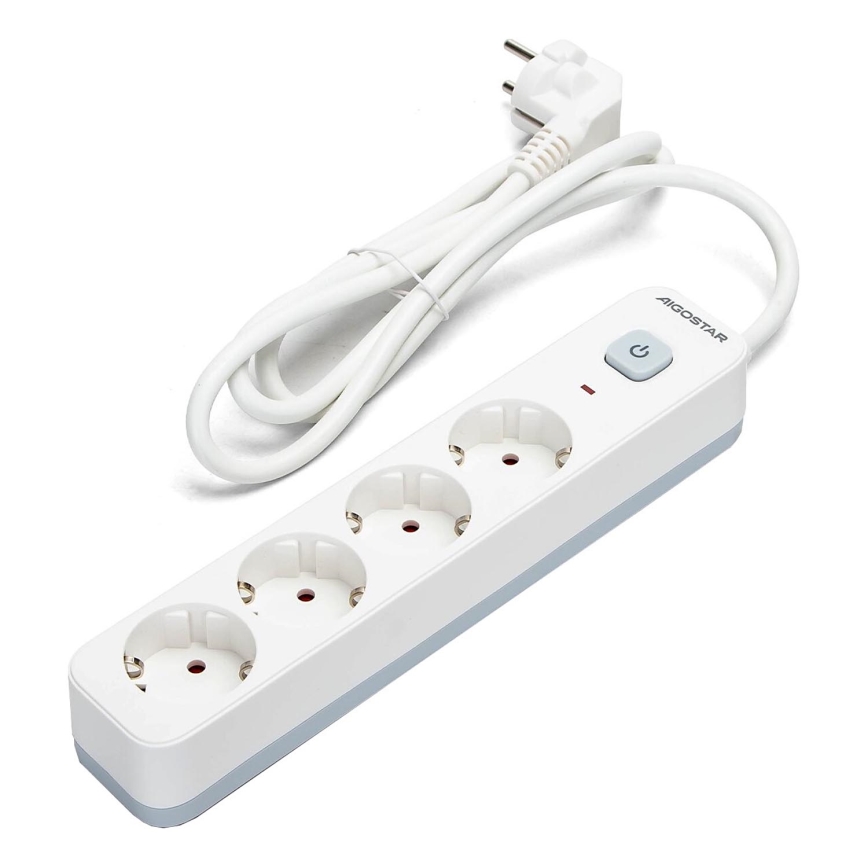 Aigostar - Produžni kabel s prekidačem 4U Tip F 1,5m bijela