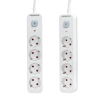 Aigostar - Produžni kabel s prekidačem 4U Tip F 1,5m bijela